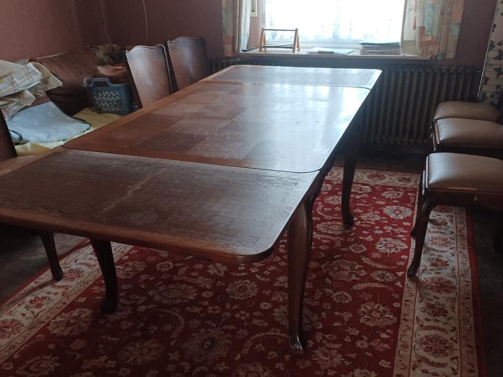 Antieke eetkamerkast en tafel met 6 stoelen, Antiek en Kunst, Ophalen