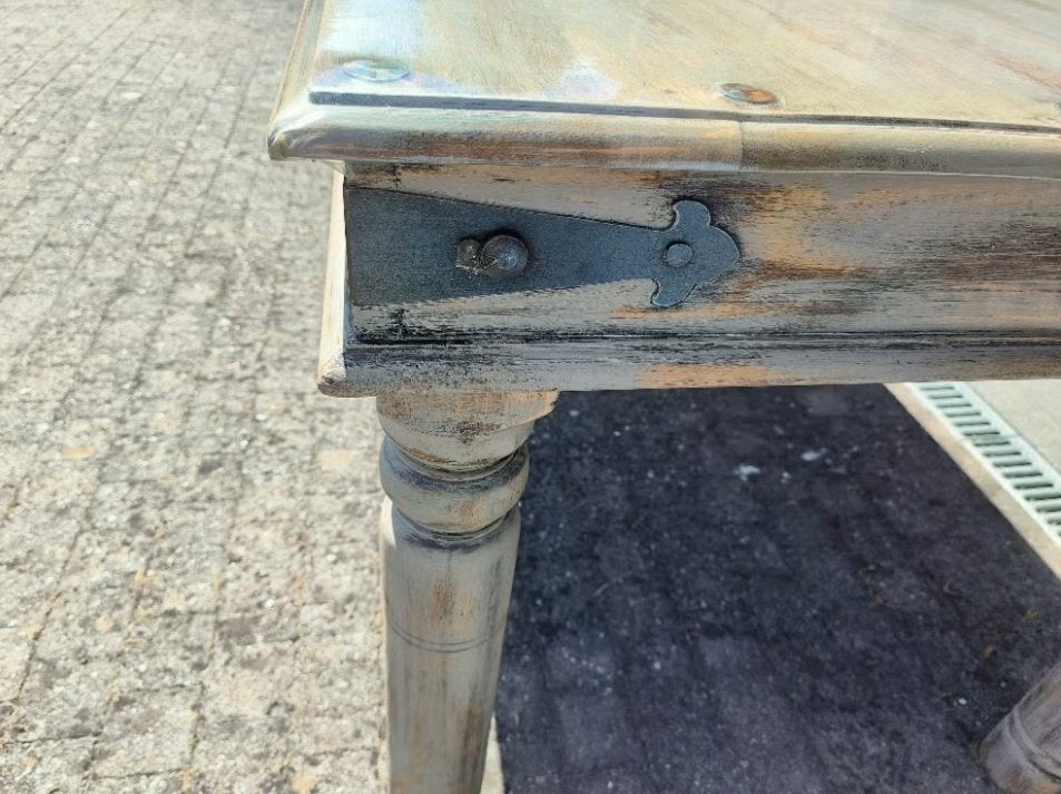 Eettafel in massief hout, handgemaakt, Huis en Inrichting, Tafels | Eettafels, Ophalen, Gebruikt