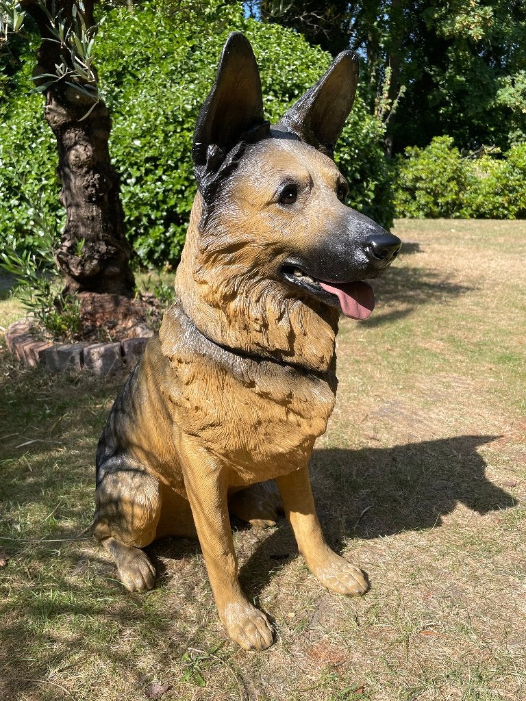 Statue de berger allemand, chiens Orig, jardin, bassin 75 cm, Enlèvement, Neuf, Synthétique, Animal