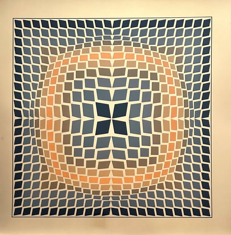 Victor Vasarely – QUASAR-2 – 59 x 59 cm – 1974, Antiek en Kunst, Kunst | Litho's en Zeefdrukken, Ophalen