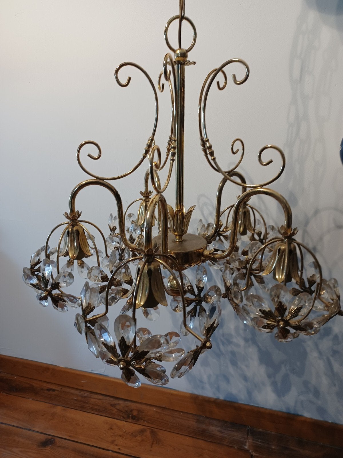 lustre doré suspension Palwa vintage, Maison & Meubles, Lampes | Lustres, Enlèvement