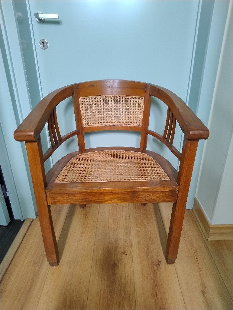 2 stoelen met rotan en ronde rug, Ophalen, Twee, Bruin, Koloniaal