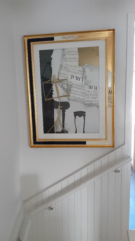 Schitterend Piano Schilderij met glasplaat!, Enlèvement, Peinture