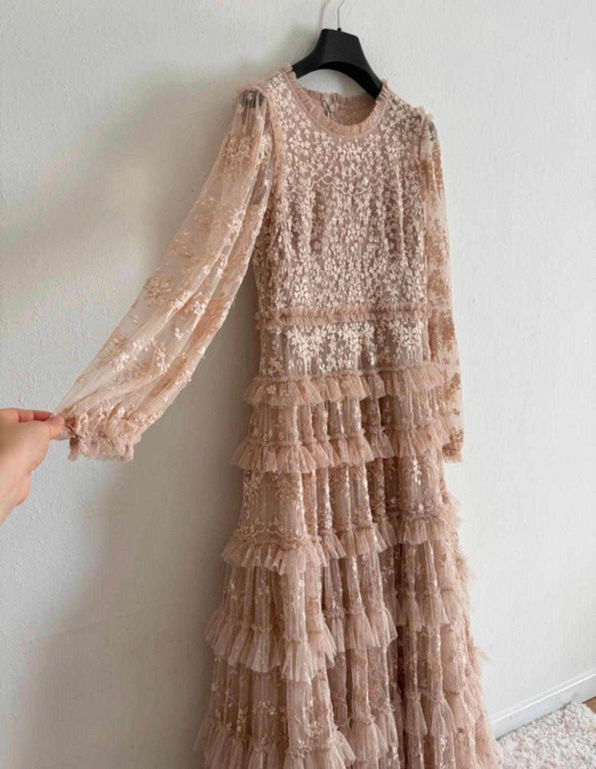 Needle & thread blossom ankle gown  oyster L, Galajurk, Beige, Maat 42/44 (L), Ophalen of Verzenden