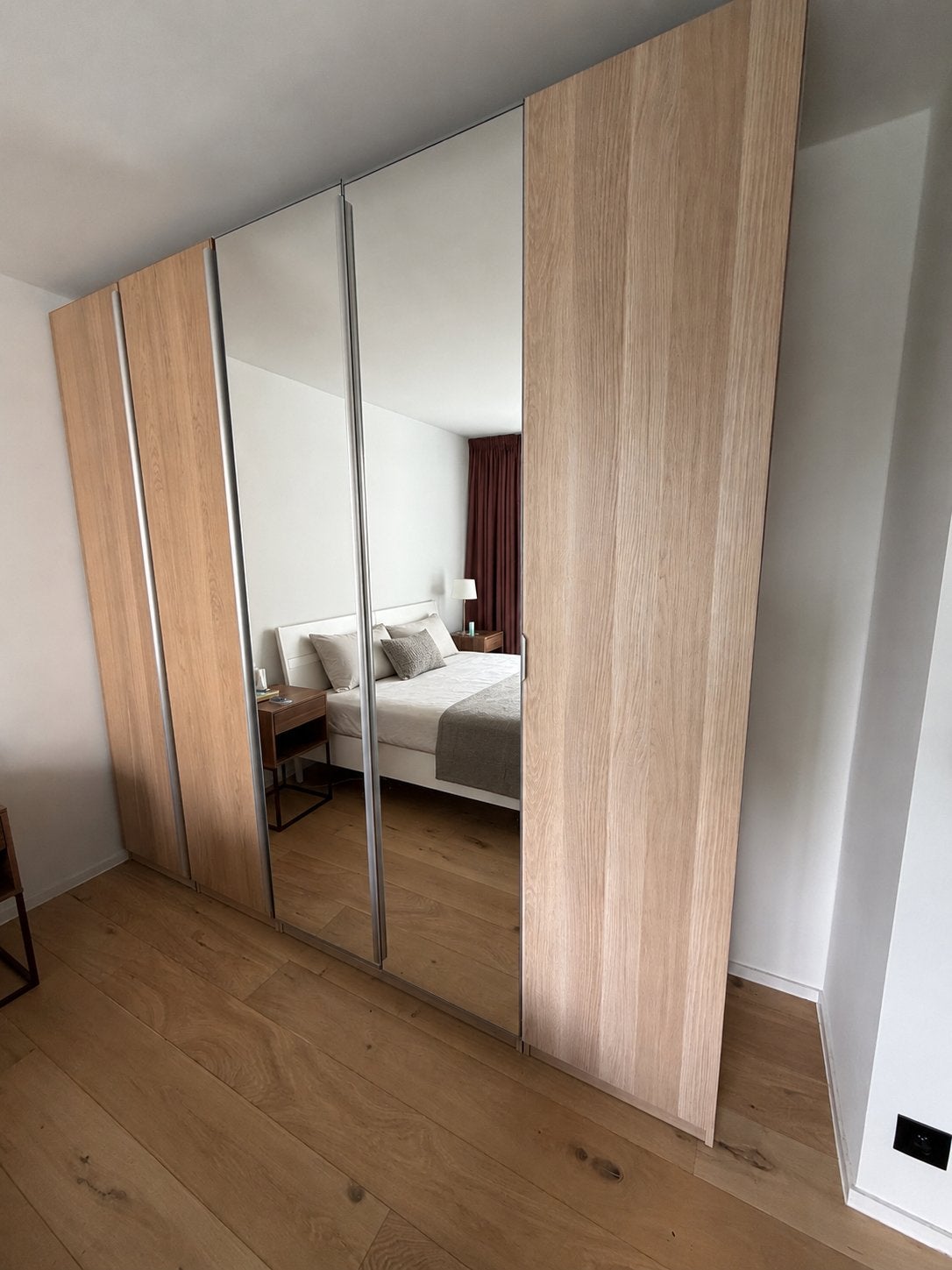 Ikea Pax kast 2m50b x 2m36h - 2 spiegeldeuren, Ophalen, Gebruikt, 200 cm of meer, Met lade(s)