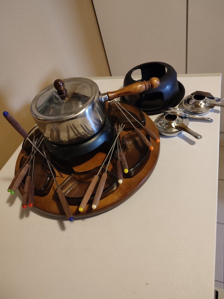 6-persoonsfondueset met draaiplateau & toebehoren, Elektronische apparatuur, Fonduesets, Ophalen, Gebruikt, Waxinelicht, Fondueset