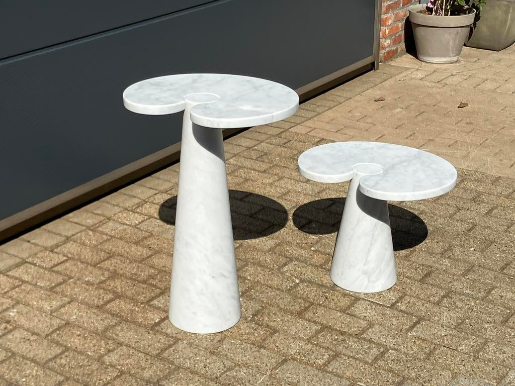 2x Eros Side table Angelo Mangiarotti Carrara marmer, Ophalen of Verzenden, Cassina b&b italia artifort knoll vitra togo skipper up&up edra