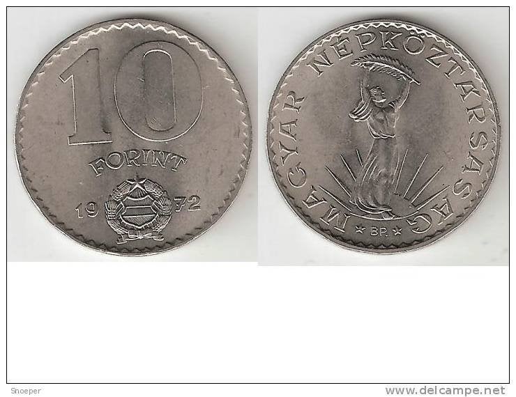 hungary 10 forint 1972 km 595 xf+, Verzenden, Hongarije, Losse munt