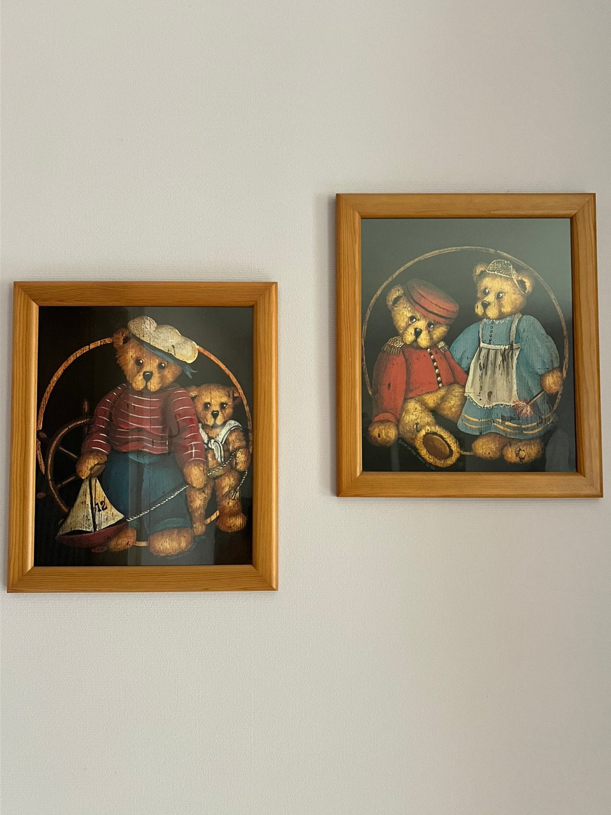 2 prachtige houten kaders met beren, Enlèvement, Comme neuf, Imprimé, 5 – 50