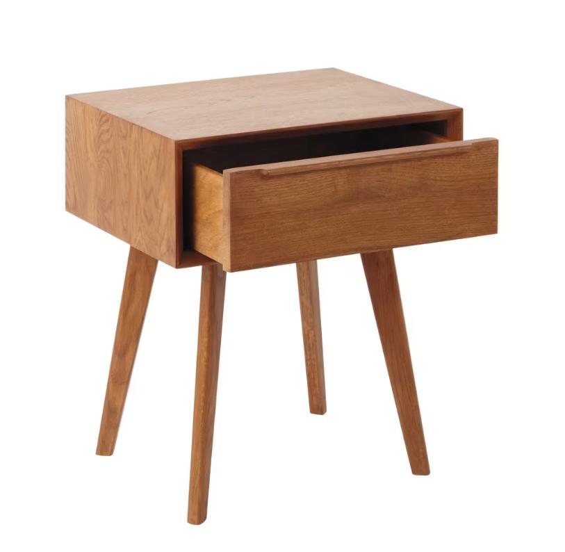 Portobello - Massief eikenhouten vintage nachtkastje, Ophalen, Zo goed als nieuw, 45 tot 65 cm, Minder dan 55 cm