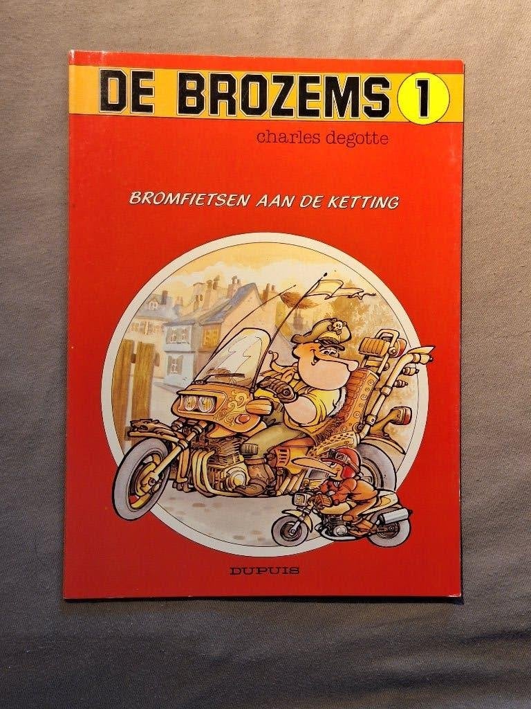 de brozems 1: bromfietsen aan de ketting, Boeken, Eén stripboek, Ophalen of Verzenden, Zo goed als nieuw