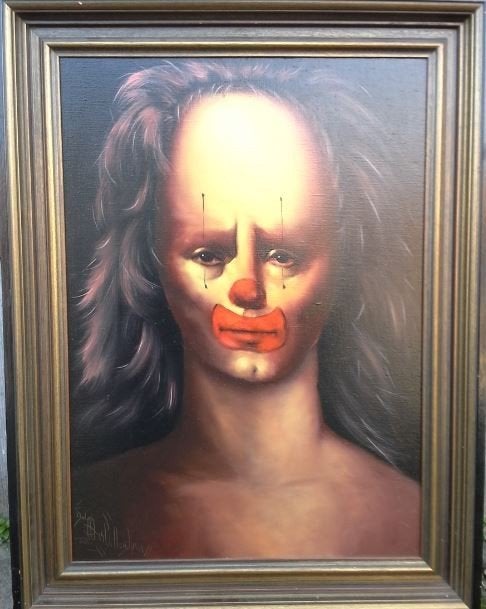 Clown: Johan van Belleghem, Portrait ou Personnes, Enlèvement ou Envoi, Toile, Signé
