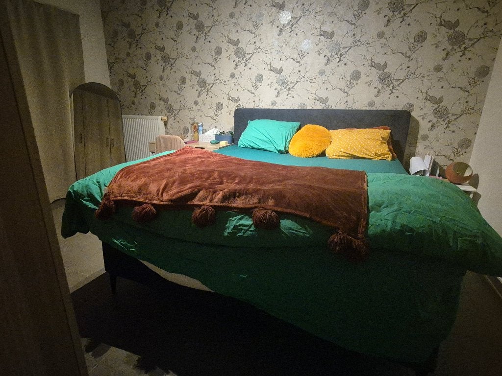Boxspring 180/200, Ophalen, Blauw, Tweepersoons, Zo goed als nieuw