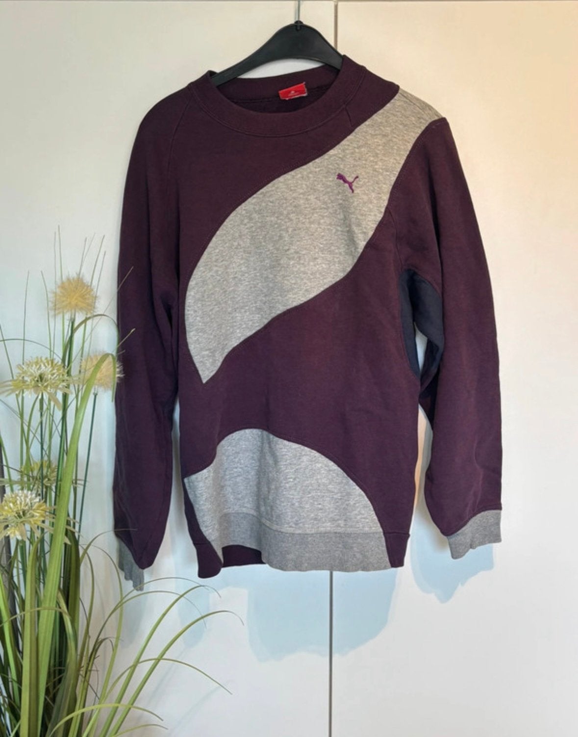 Reworked Puma Sweater –Grey Purple – Fits L, Taille 42/44 (L), Gris, Enlèvement ou Envoi, Puma