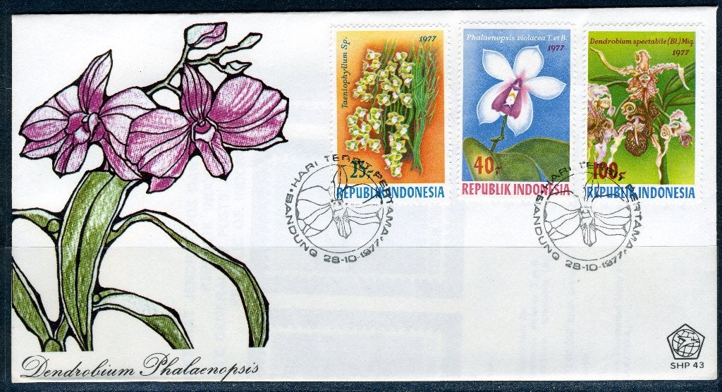 INDONÉSIE : Orchidées indonésiennes ZB 901/903 FDC 1977, Envoi, Affranchi, Asie du Sud