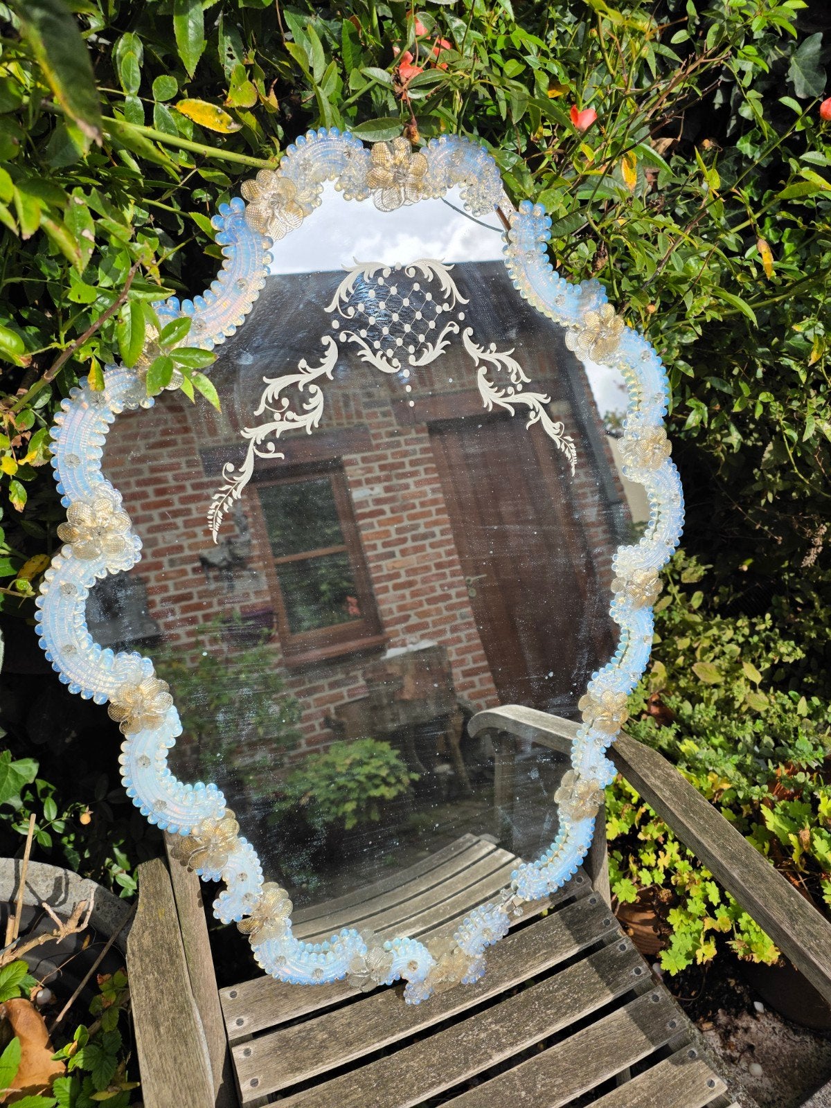 Grand miroir vénitien vintage de Murano des années 50/60 (78, Antiquités & Art, Enlèvement