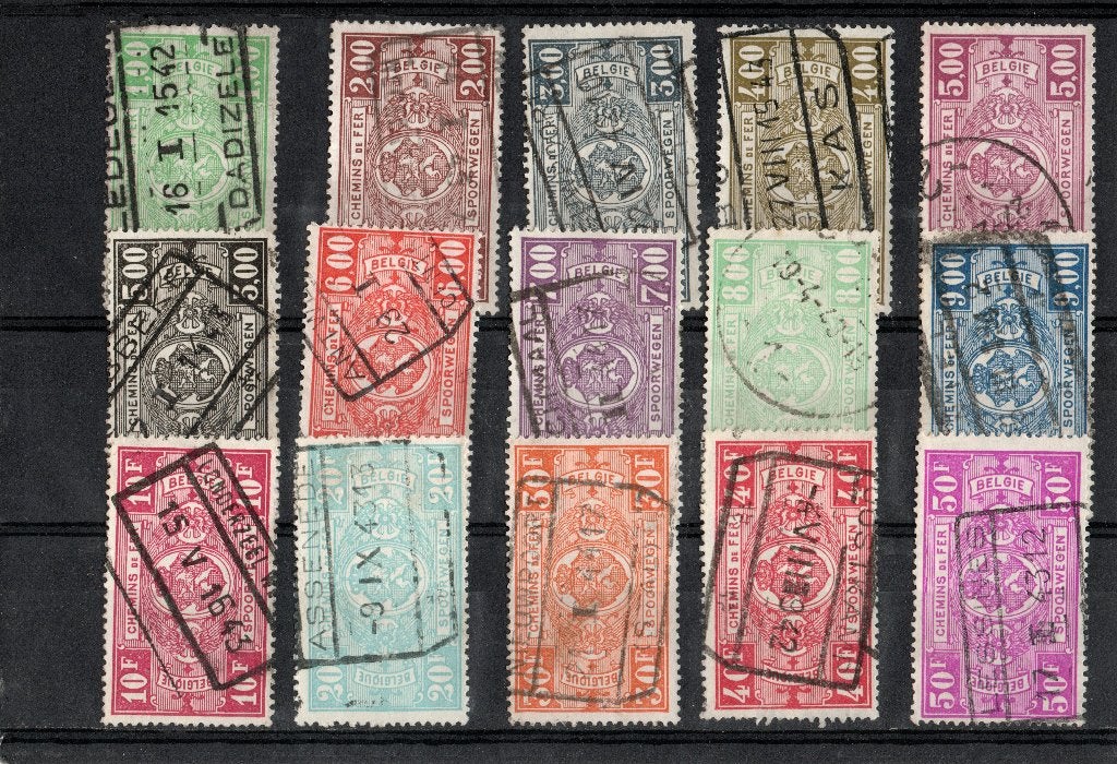 Belgique lot de timbres ch de fer en oblitérés no TR 245/59, Verzenden