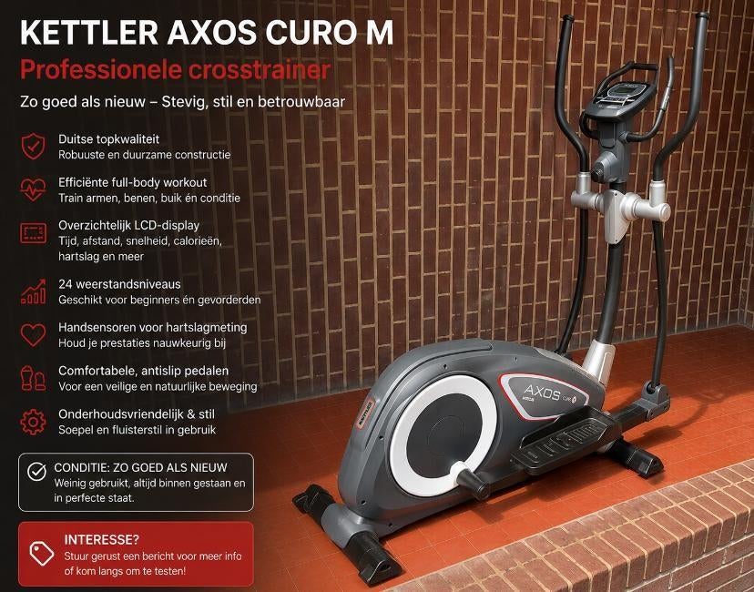 [10/5, 15:10] Malika Benayad: KETTLER AXOS CURO M Crosstrain, Enlèvement, Comme neuf, Jambes