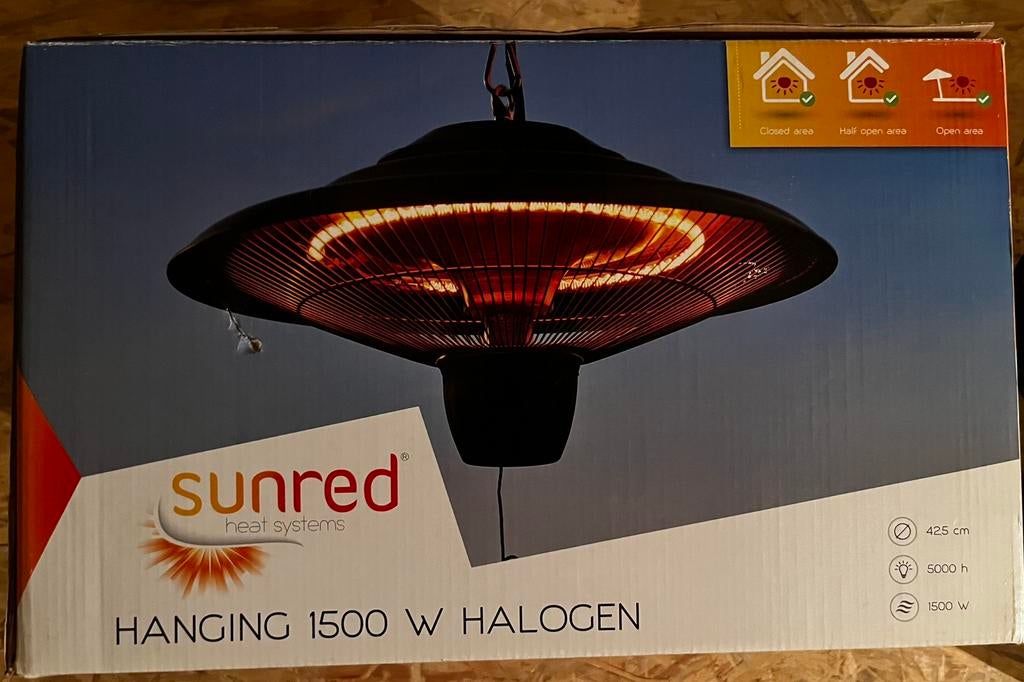 3 Sunred Hangende halogeenbranders 1500W, Tuin en Terras, Plafond, Nieuw, Waterbestendig, Ophalen