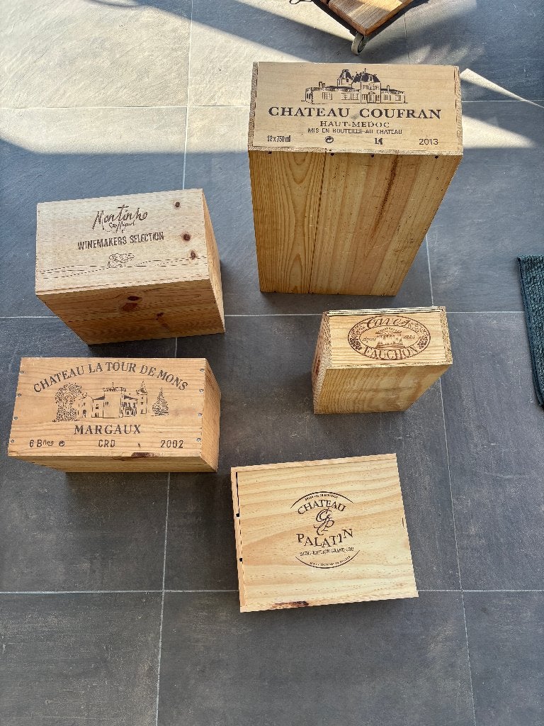 Lot caisses à vin en bois, Maison & Meubles, Enlèvement ou Envoi, Comme neuf, 5 à 15 bouteilles, Bois