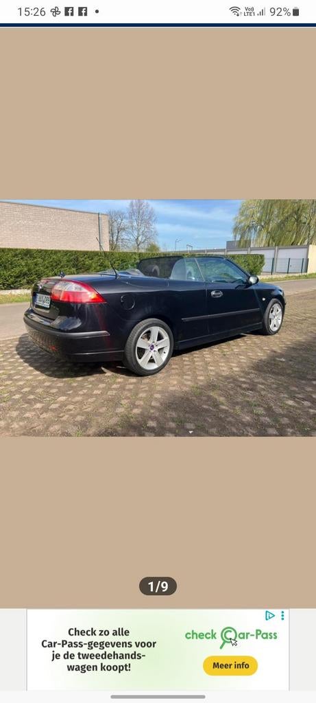 Saab 9.3 cabrio Vector 1900 TiD 2007, Voorwielaandrijving, 4 cilinders, Cabriolet, Parkeersensor