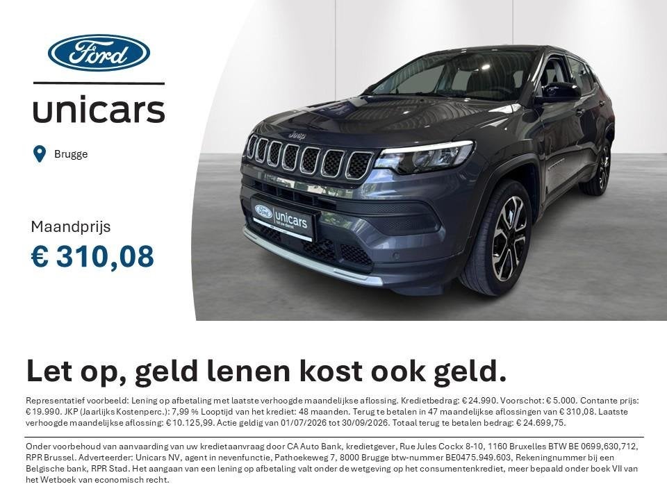 Jeep Compass 1.5 mHEV Turbo T4 130 DCT7 48V Limited, Auto's, Jeep, Gebruikt, Zwart, 4 cilinders, Compass