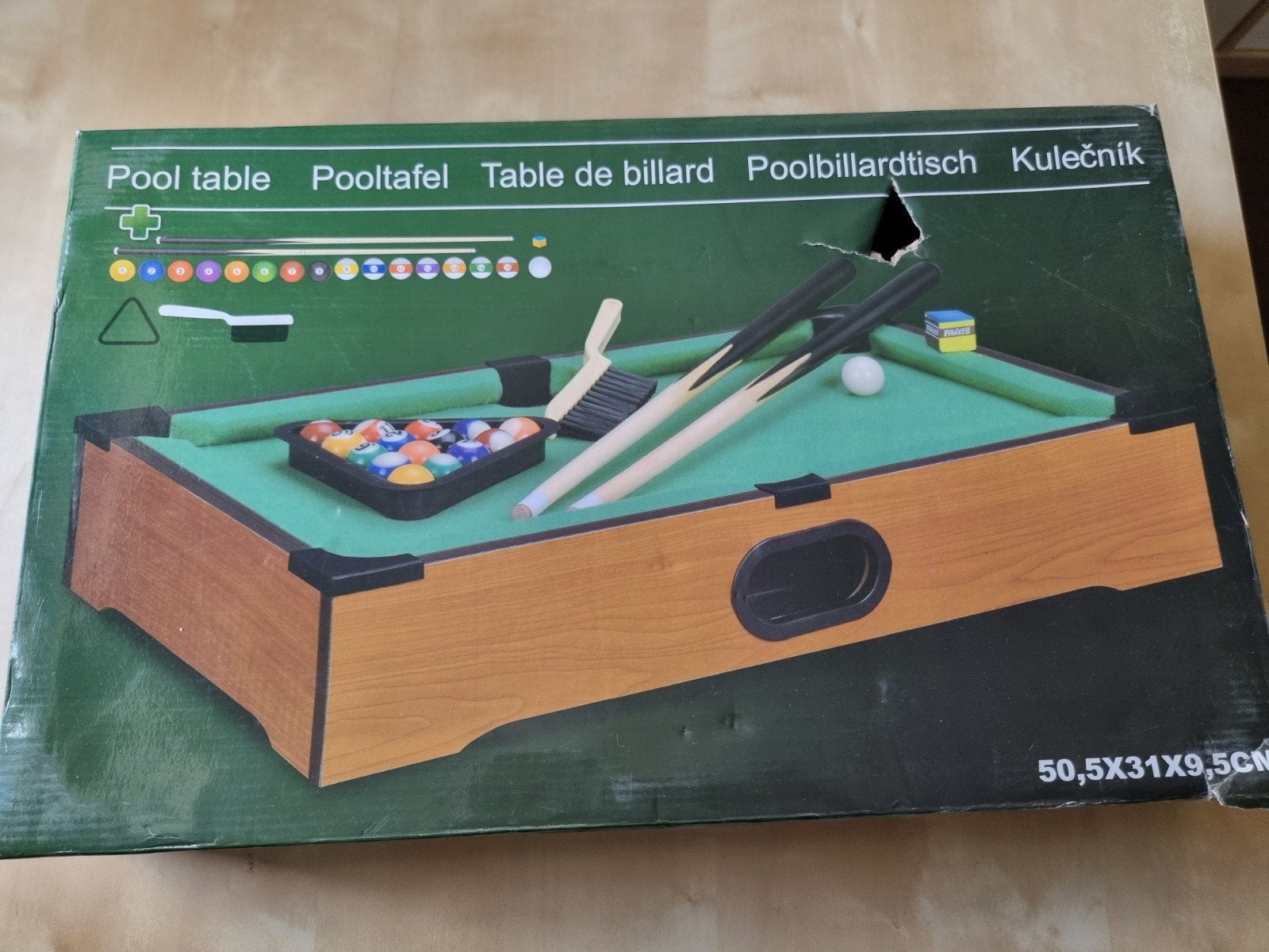 Mini pool tafel, Ophalen