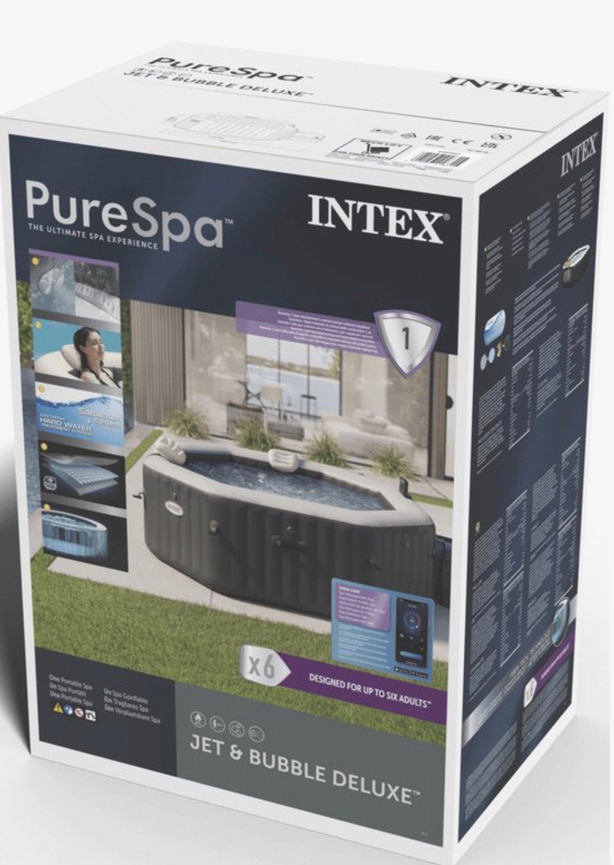 Intex Pure Spa Deluxe 6 personen, Jardin & Terrasse, Bains à remous et Spas, Enlèvement, Comme neuf, Tapis de sol, Gonflable