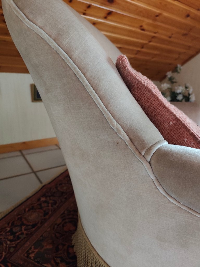 Fauteuils "crapaud" beige, Ancien, Moins de 75 cm, Bois, Enlèvement