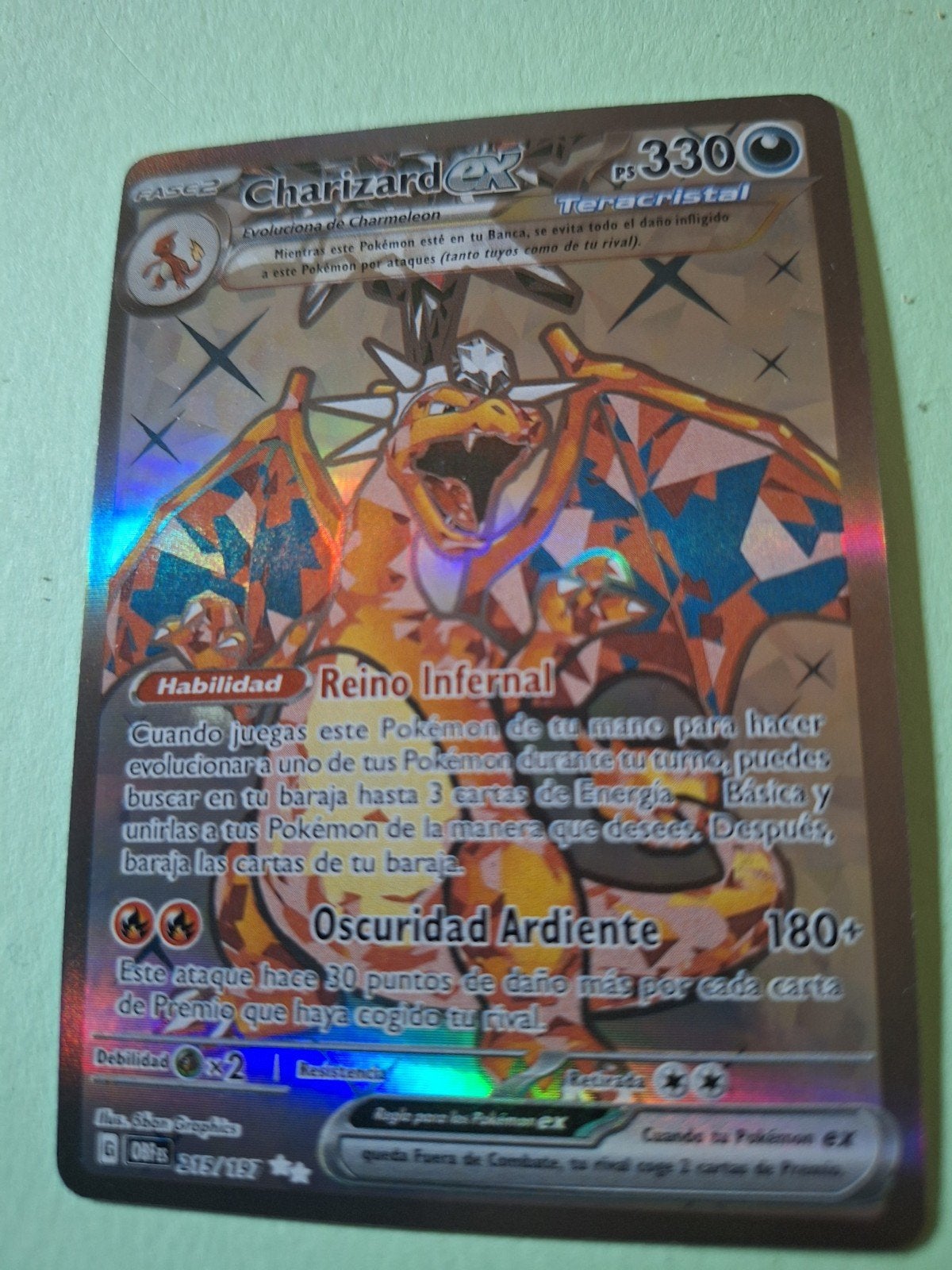 Charizard ex 215/197, Hobby en Vrije tijd, Verzamelkaartspellen | Pokémon, Ophalen of Verzenden, Nieuw, Losse kaart, Foil