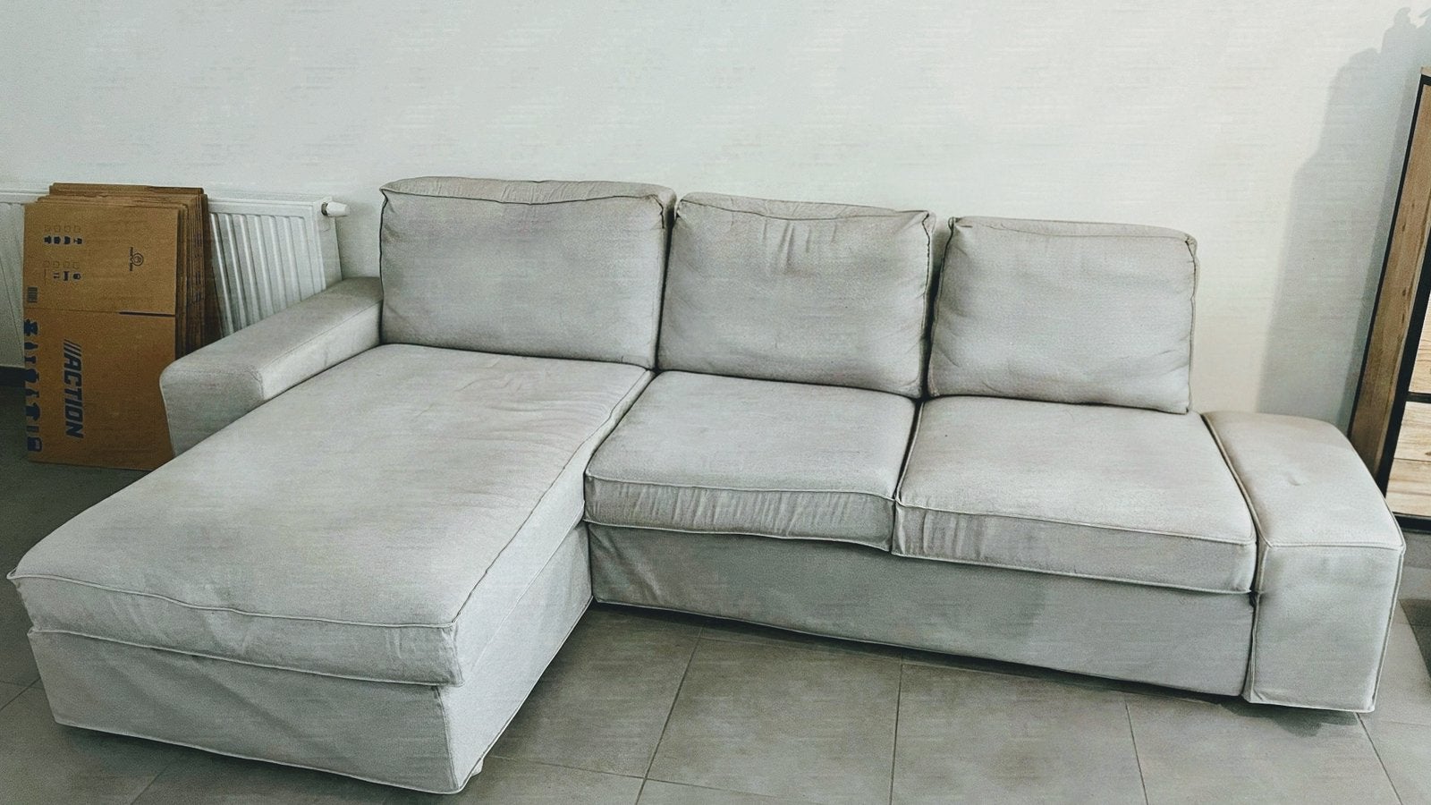 Canapé IKEA 3 places avec méridienne – Déhoussable – 750 €, Maison & Meubles, 125 cm ou plus, Neutre, Enlèvement, Rectangulaire