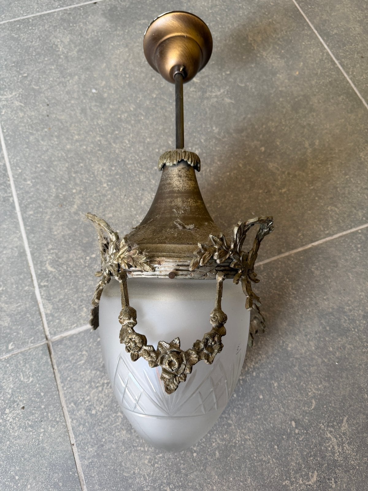 Plafondlamp antiek, Huis en Inrichting, Ophalen, Gebruikt, Antiek, E27 (groot)