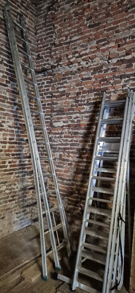 2-delige + 3-delige opsteekladders alu - koopje!!!, Doe-het-zelf en Bouw, Ophalen, Gebruikt, Ladder, 4 meter of meer