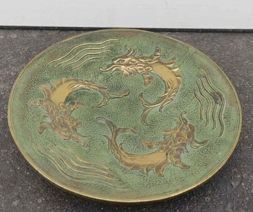 Plat en bronze signe max le verrier, Antiquités & Art, Enlèvement ou Envoi, Bronze