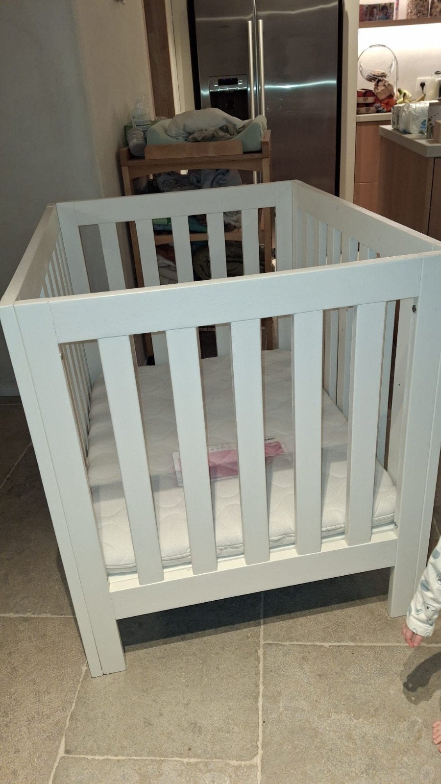 Bopita babypark wit massief hout, Ophalen, Gebruikt, Rechthoekig, In hoogte verstelbaar