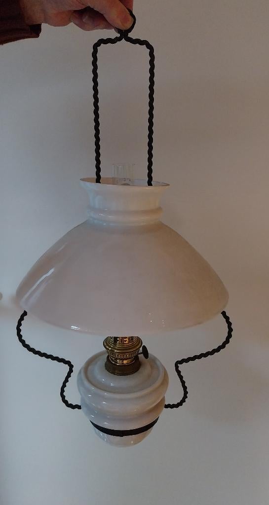 Olielamp  porselein/koper, Antiek en Kunst, Ophalen