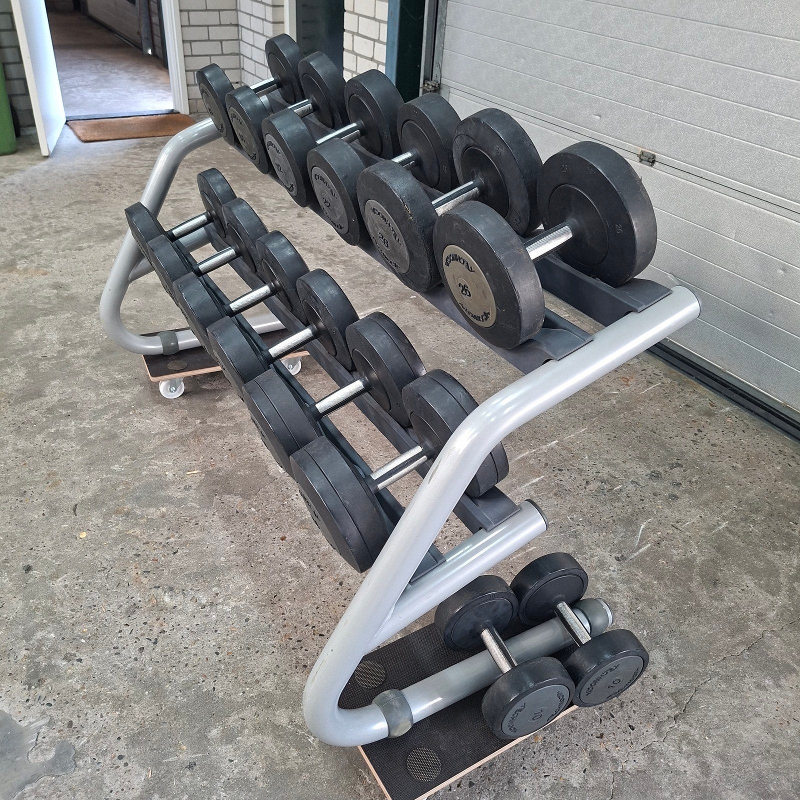 Technogym Dumbells Set 10 kilo tot 34 kilo + Technogym Rack, Sport en Fitness, Ophalen