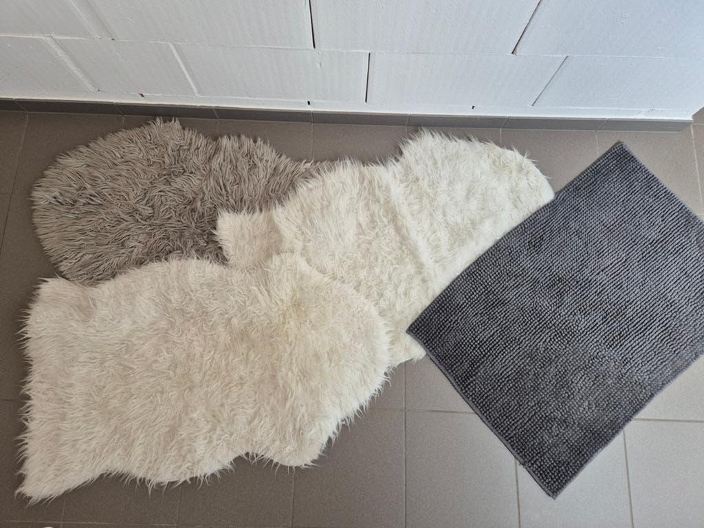 Verschillende matten en schapenvachtjes wit/grijs, Huis en Inrichting, Ophalen, Gebruikt, 50 tot 100 cm, 50 tot 100 cm