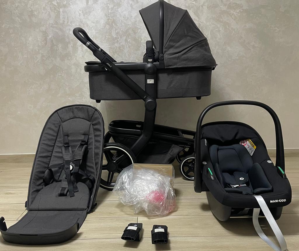 Joolz Day+gris anthracite  de poussette 3-en-1, Enfants & Bébés, Buggys, Comme neuf, Maxi-Cosi, Protection de pluie, Dossier réglable