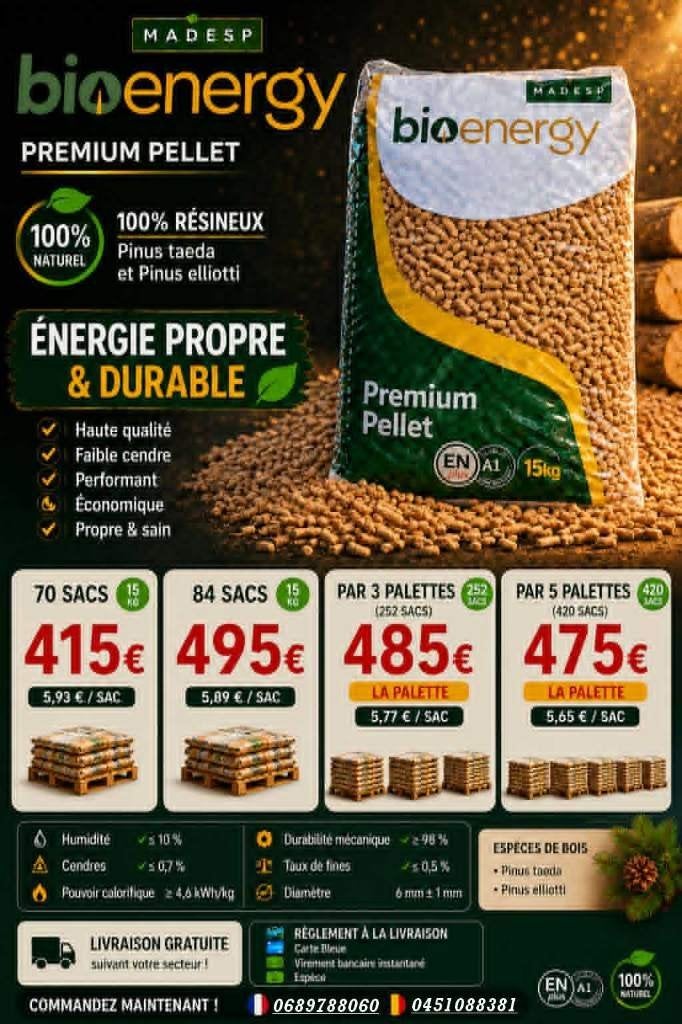 Pellets 100 % résineux. Paiement uniquement à la livraison, 6 m³ ou plus, Envoi, Autres essences de bois, Bûches