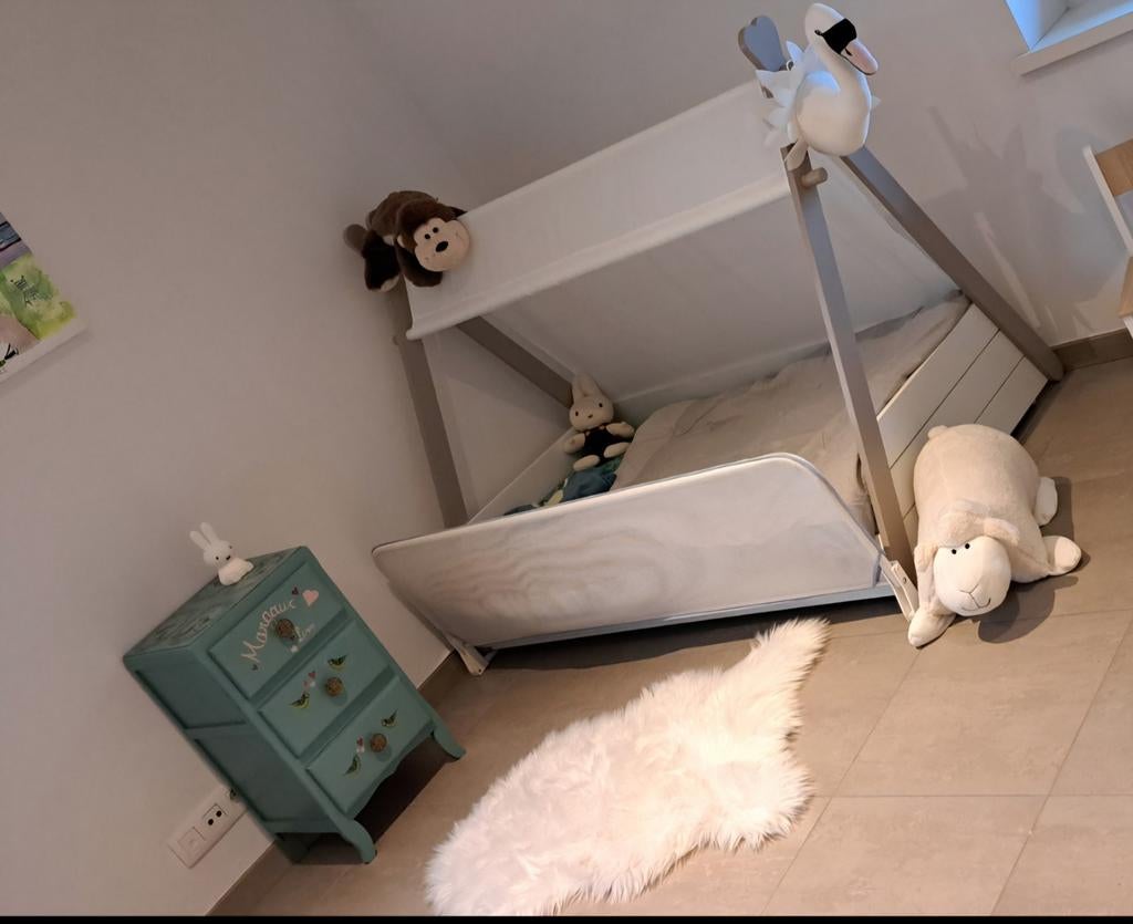 Peuter bed / Tipibed - 70x140 MET Matras, Ophalen, Gebruikt, Lattenbodem, 70 tot 85 cm