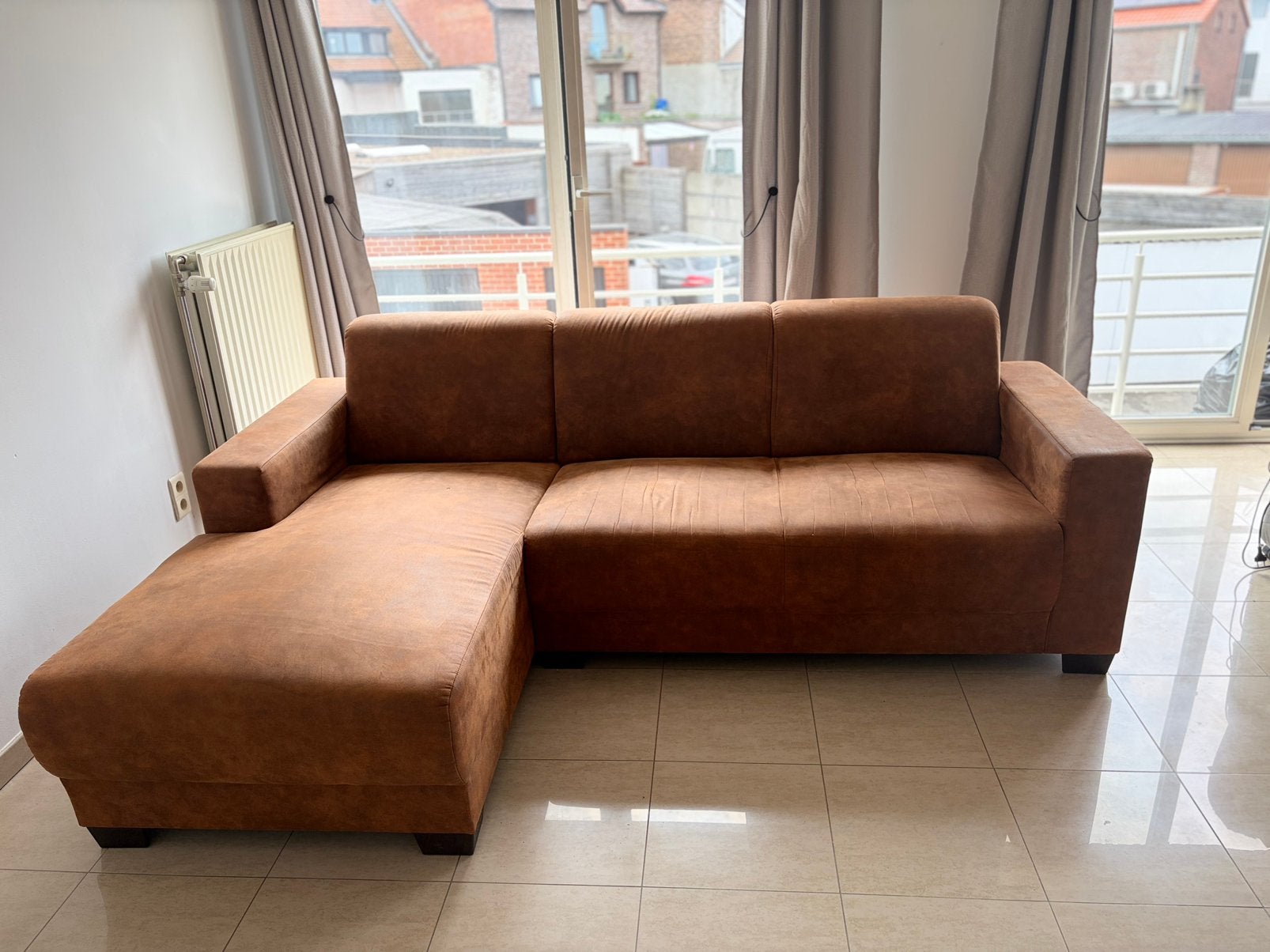 Hoekzetel met poef te koop, Ophalen, Overige materialen, Gebruikt, 125 cm of meer