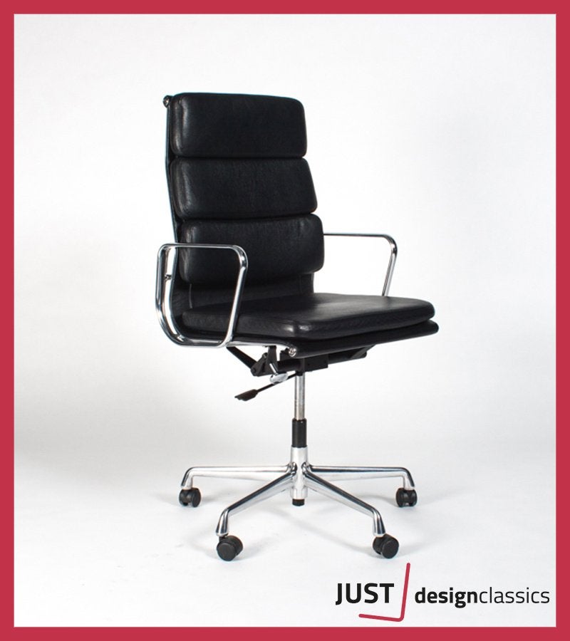 AANBIEDING! Vitra ea 219 Zwart Leder Gepolijst (voorraad:50), Enlèvement, Comme neuf, Noir, Chaise de bureau