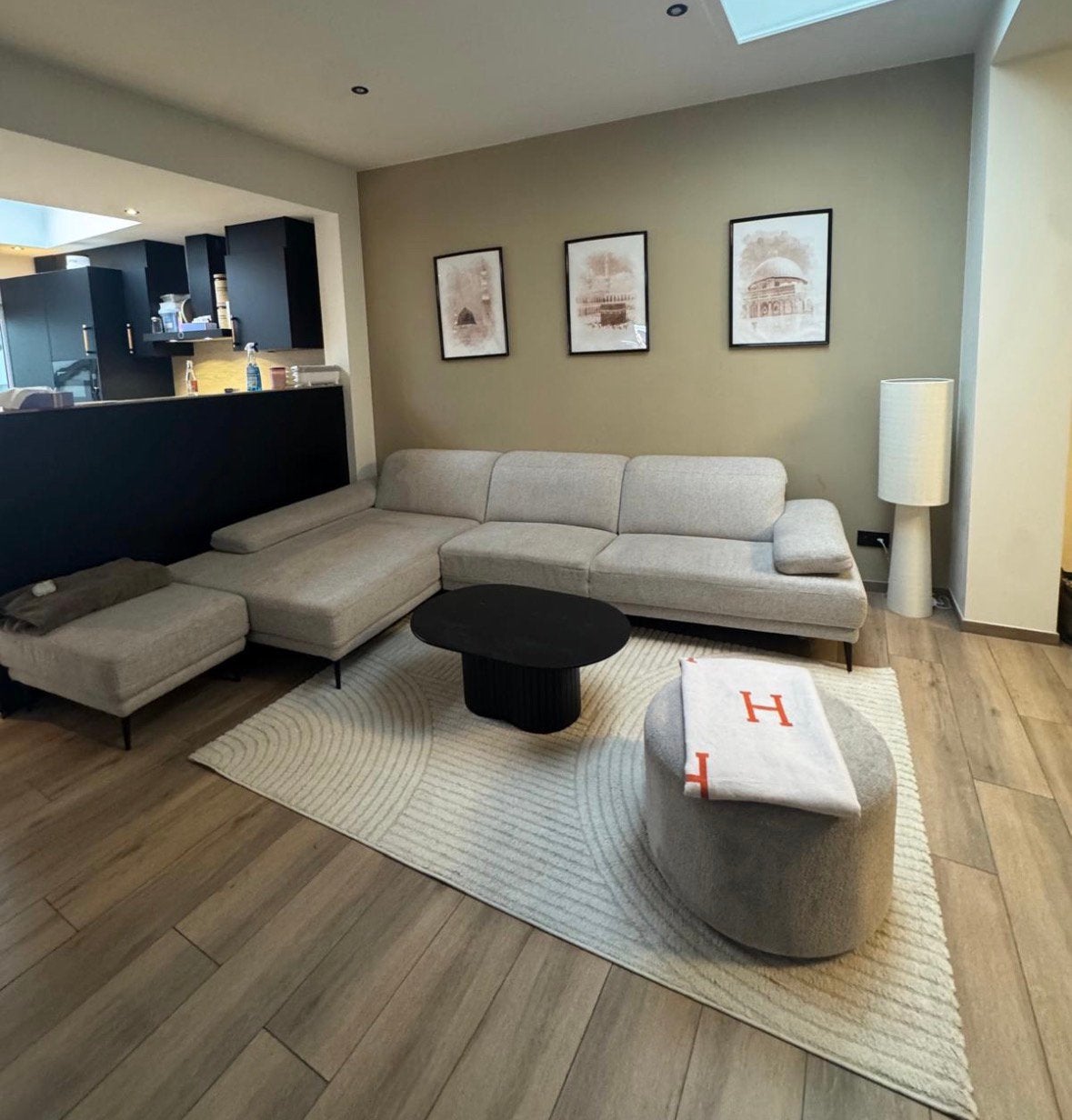 Siège d'angle et pouf, Maison & Meubles, Enlèvement, Comme neuf