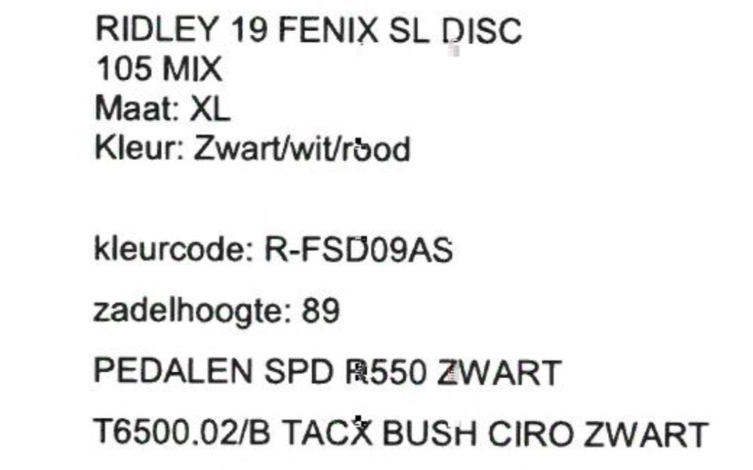 Koersfiets Ridley 19 fenix SL, rood/wit/zwart, Sport en Fitness, Wielrennen, Ophalen, Zo goed als nieuw, Overige typen