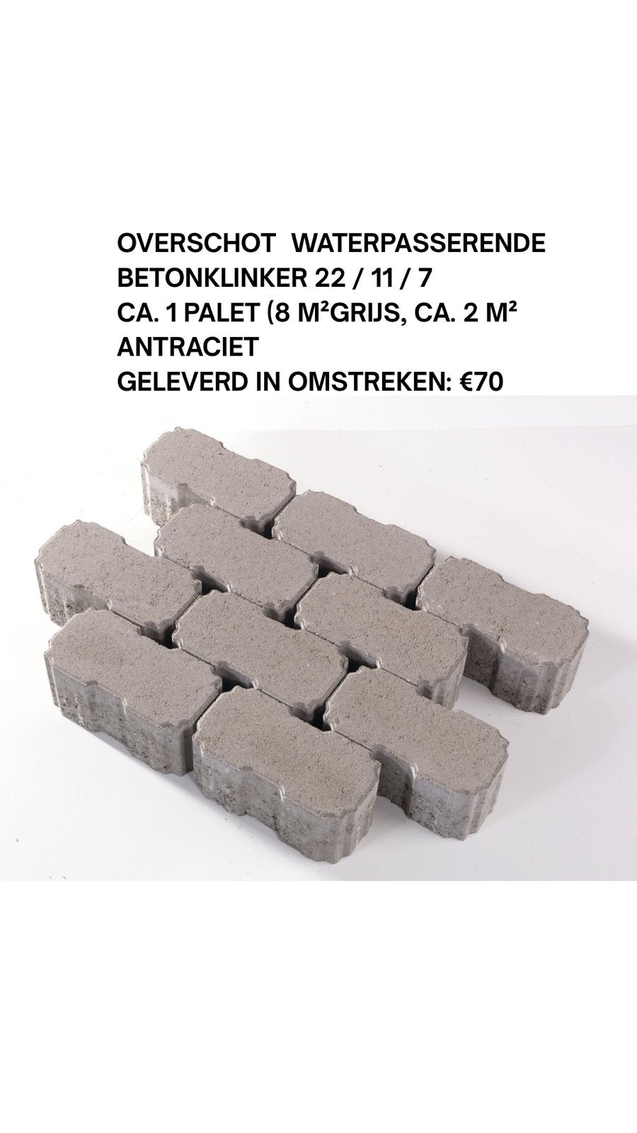 Overschot Waterpasserende Betonklinkers, Envoi, Comme neuf, Béton, Briques