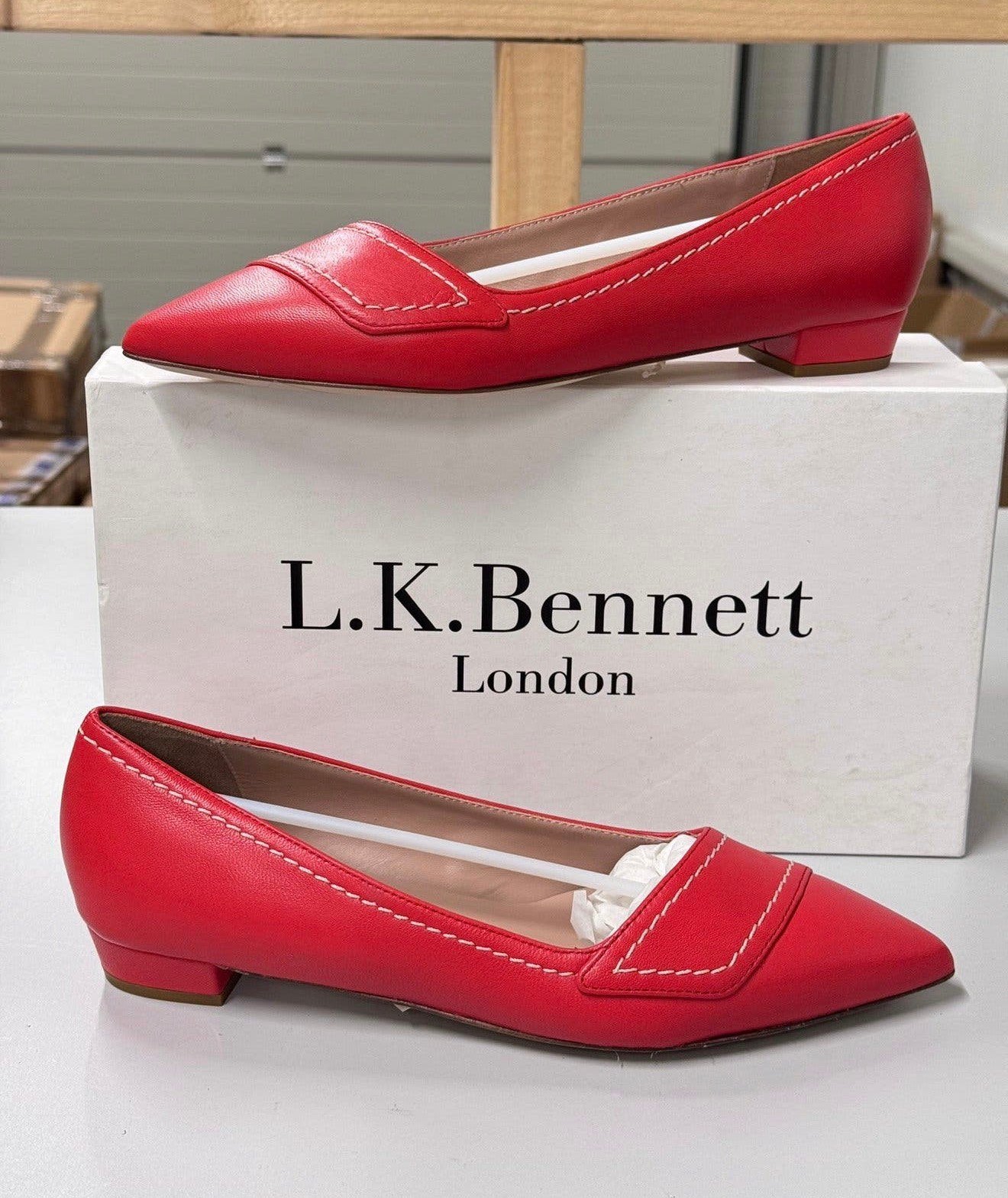 Chaussures LK Bennett Polly Leather Stitch Flats à 37 talons, Enlèvement ou Envoi, Chaussures basses, Neuf, Rouge