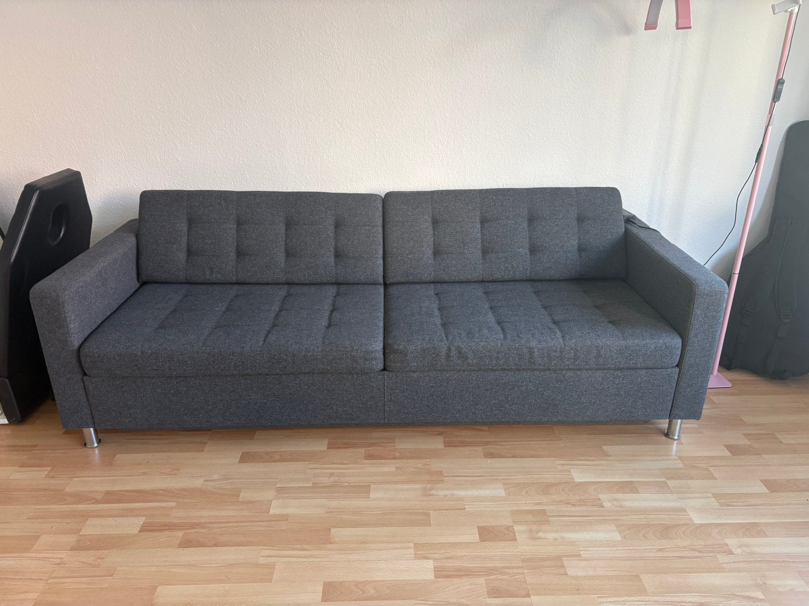 Canapé-lit gris avec espace de rangement, 90 cm, Gris, Comme neuf, Enlèvement