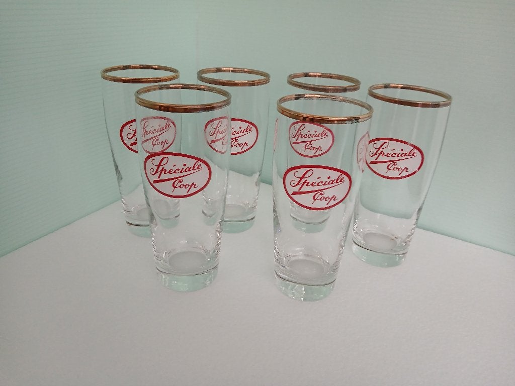Six verres SPECIALE COOP Brie Union des coopérateurs, Collections, Marques de bière, Comme neuf, Verre ou Verres, Autres marques