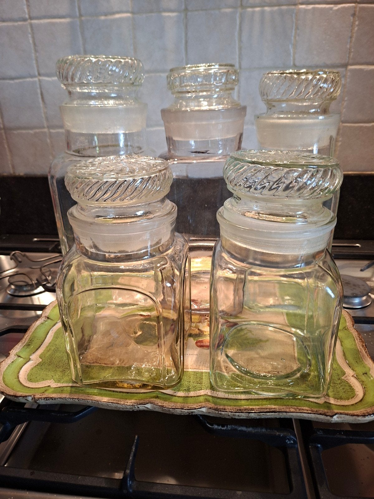 Vintage glazen snoeppot of voorraadpot, Ophalen